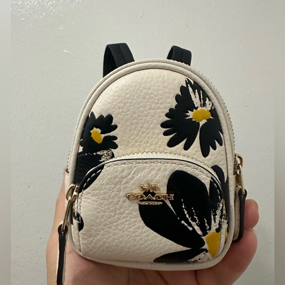 NWT Coach Mini Court Backpack Bag Charm With Floral Print